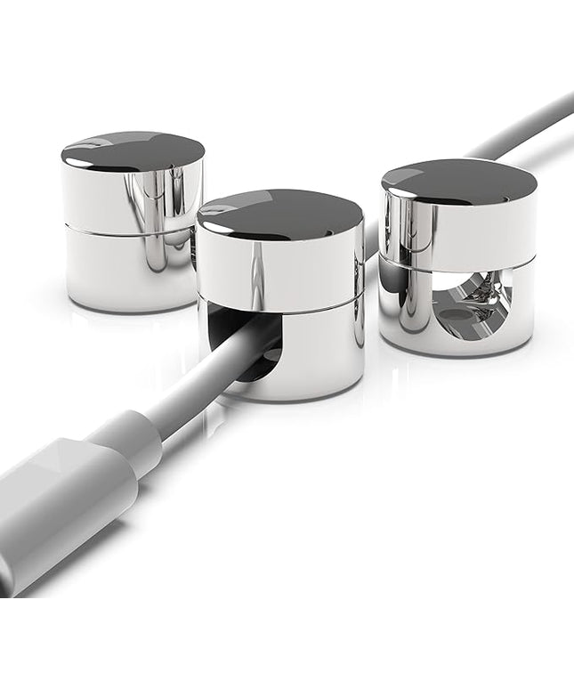 Cable Anchors for Desk Organization | Premium Aluminum Cord Organizers | Charger + Cable Management Clips for Home & Office | Stylish, Sturdy, & Functional | (3 Pack) (Silver)