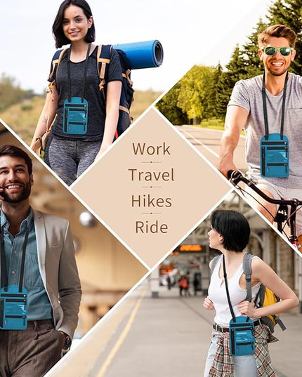 Passport Holder for Travel, RFID Travel Pouch Neck Wallet, Waterproof Passport Wallet for Women and Men, Lake Blue