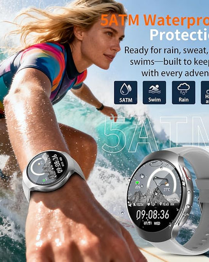 2026 AI Smart Watch with GPT, 1.43" AMOLED Corning 8H Display, Bluetooth Calls, GPS Route Tracking, 5ATM Waterproof, 150+ Sports Modes, Heart Rate Sleep Monitor, Fitness Smartwatch for Android iOS