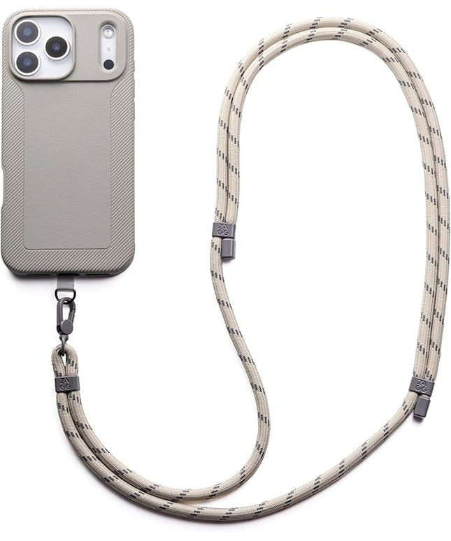 ZAGG Crossbody Lanyard for Phone Cases with Lanyard Attach Points – Adjustable Durable Nylon Strap with Tear-Proof Tab – Comfortable Hands-Free Carry, Sandstone Beige