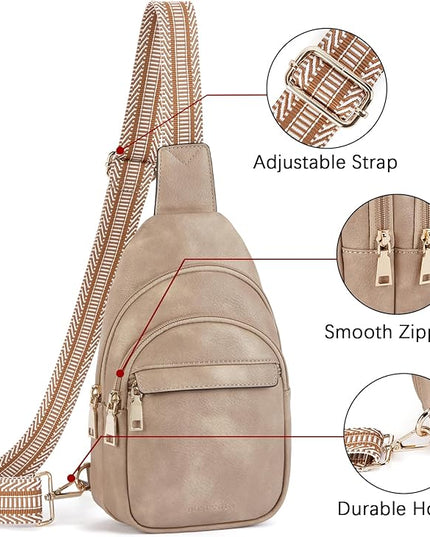 BOSTANTEN Small Sling Bag for Women Leather Crossbody Bags Fanny Pack Chest Bag for Travel