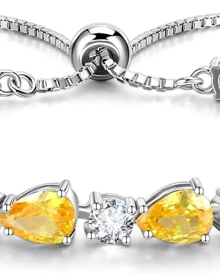 FANCIME Shine of Tears Birthstone Tennis bolo Bracelets Sterling Silver Tennis Bracelets Charm Fine Jewelry Birthday Gifts for Women Mom
