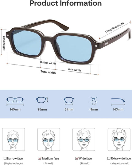 SOJOS Trendy Rectangle Polarized Sunglasses Womens Mens, Small Retro Fashion Thin Slim Square Sunnies SJ2610