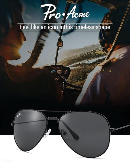 Pro Acme Classic Aviator Sunglasses for Women & Men Glass Lens Metal Frame UV400 Driver Sunglasses
