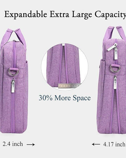 Voova Laptop Bag Case 15 15.6 16 Inch, Computer Sleeve Messenger Bag with Shoulder Strap Expandable Waterproof Business Briefcase for Men Women to Work Travel School, Fit 14-16 Inch Laptop, Lavender