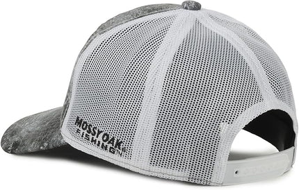 Mossy Oak Coastal Cloudbank Camo Trucker Hat – Mid Profile Structured Baseball Cap with Mesh Back, Adjustable Snapback, One Size