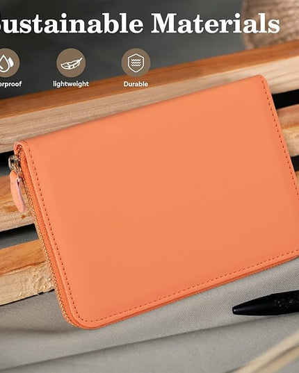 CoBak Passport Holder Cover with Safe Zipper Closure, Premium Passport Wallet for Travel, RFID Blocking Card Case, Waterproof Travel Accessories for Women, Grain Rose Gold