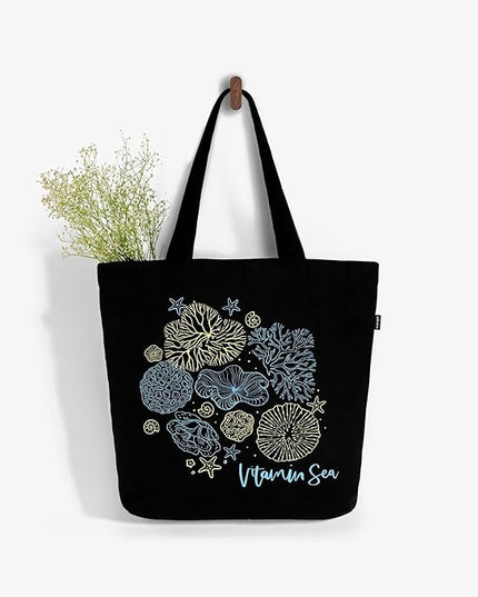 Ecoright Aesthetic Canvas Tote Bag for Women Large Zipper Tote Bags with Pocket, Womens Tote Bag for Yoga, Work, Beach