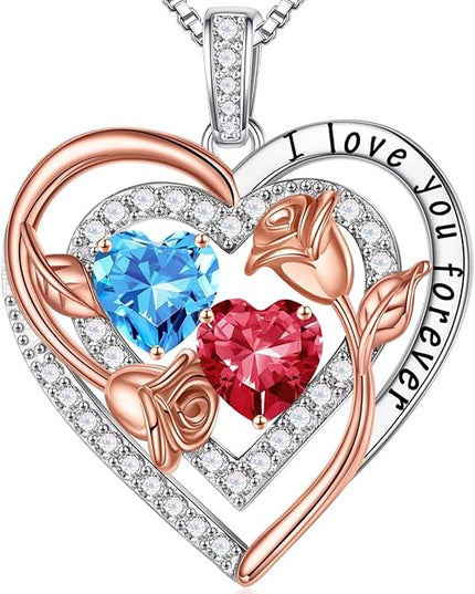 Iefil Christmas Gifts for Women - Sterling Silver Birthstone Necklace Anniversary Birthday Gifts for Her Wife Mom Daughter