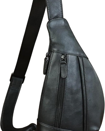 LRTO Genuine Leather Sling Bag for Men and Women Vintage Real Leather Crossbody Chest Bags Backpack Purse for Travel Hiking
