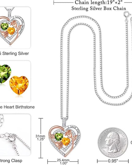 Iefil Christmas Gifts for Women - Sterling Silver Birthstone Necklace Anniversary Birthday Gifts for Her Wife Mom Daughter