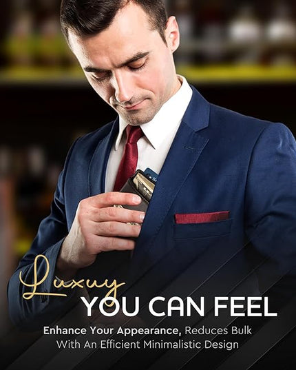 Money Clip Leather Wallet For Men Slim Front Pocket RFID Blocking with Super Strong Magnetic