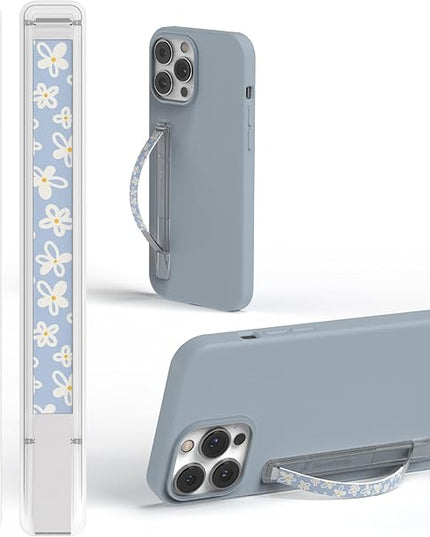 SleekStrip SleekGrip-Essential Ultra Thin Phone Grip Stand,Slim Metal Finger Loop Ring Hand Holder Strap Cell Phone Grips for iPhone 16 Pro Max,17 Air,Android,Case Back - Daisy Bloom 2PK