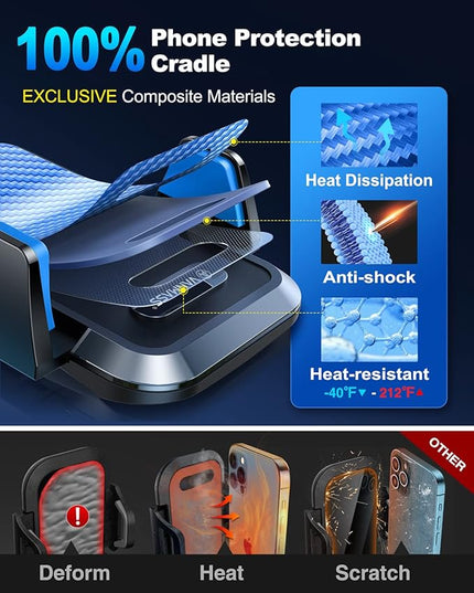 VANMASS【85+LBS Strongest Suction & Military-Grade Ultimate Car Phone Mount【Patent & Safety Certs】 Cell Phone Holder Truck for Dashboard Windshield Vent for iPhone 17 Pro Max 16 15 14, Blue