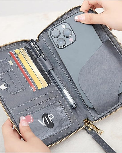 Passport Holder for Travel Women and Men RFID Passport Holder with Card Slots Holder Passport Case Passport cover Passport Wallet Travel Essentials and Accessories (Zipper, Grey Zipper)