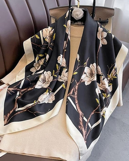 MINIDORA Satin Scarves for Women 27.5 × 27.5 inches Medium Square Elegant Silk Feeling Head Scarf