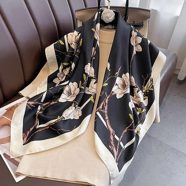 MINIDORA Satin Scarves for Women 27.5 × 27.5 inches Medium Square Elegant Silk Feeling Head Scarf