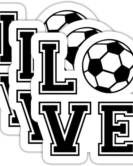 Love Soccer Stickers – Waterproof Vinyl Decals for Tumblers, Laptops, Water Bottles, Phones, Scrapbooks – Cute Soccer Design for Players, Fans, and Teams – 3" x 2.6" (3PCS).