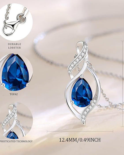 FANCIME Birthstone Necklace for Women Teardrop Necklace S925 Sterling Silver Infinity Love Birthday Gifts for Mom Women Girls, 16"+2" Inches