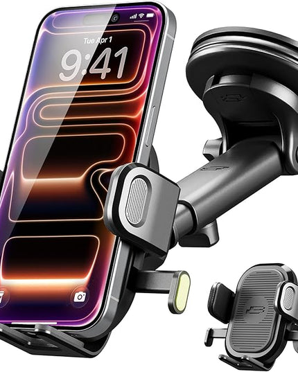 Bracketron Easy OneClick Cell Phone Holders for Your Car, Universal Car Mount Suction Cup for Dashboard Windshield Air Vent Truck Stand, for iPhone Samsung Google, All Smartphones & Car Models, Black