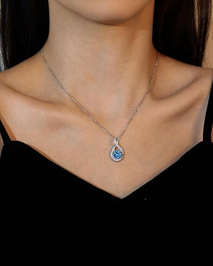 FANCIME Birthstone Necklaces for Women Fine Jewelry Sterling Silver Infinity Pendant Anniversary Birthday Gifts for Her Women Wife Mom Lady Daughter, Chain 16"+2" Extend
