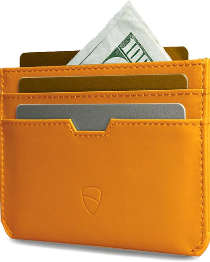 Vaultskin MOORGATE Slim Card Holder - Minimalist Leather Wallet, RFID Blocking Sleeve, Fits Front Pocket, for Men and Women