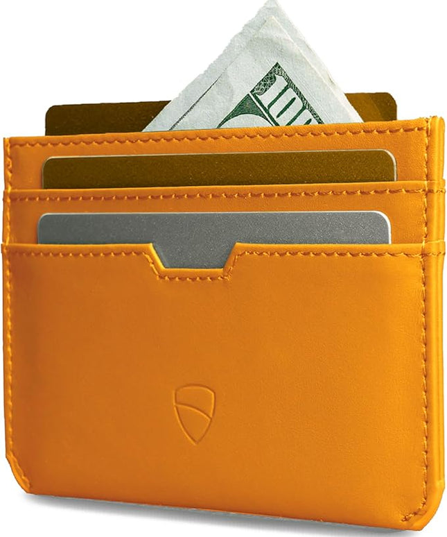 Vaultskin MOORGATE Slim Card Holder - Minimalist Leather Wallet, RFID Blocking Sleeve, Fits Front Pocket, for Men and Women