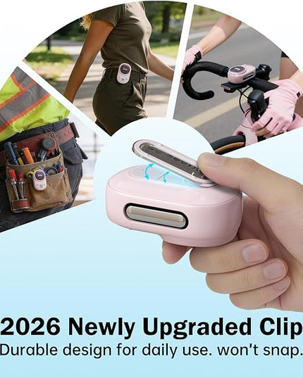 Divoom Itour-S Wearable Bluetooth Speaker, IP67 Waterproof Dustproof, Portable Small Clip-On Bluetooth Speaker, 10H Playtime, for Kitchen, Work, Travel, Biking, Golf, Pool (Pink)