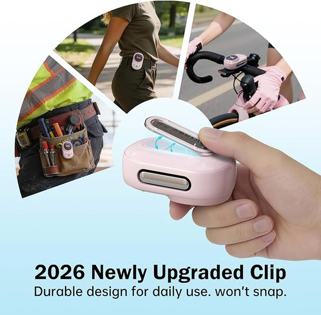 Divoom Itour-S Wearable Bluetooth Speaker, IP67 Waterproof Dustproof, Portable Small Clip-On Bluetooth Speaker, 10H Playtime, for Kitchen, Work, Travel, Biking, Golf, Pool (Pink)