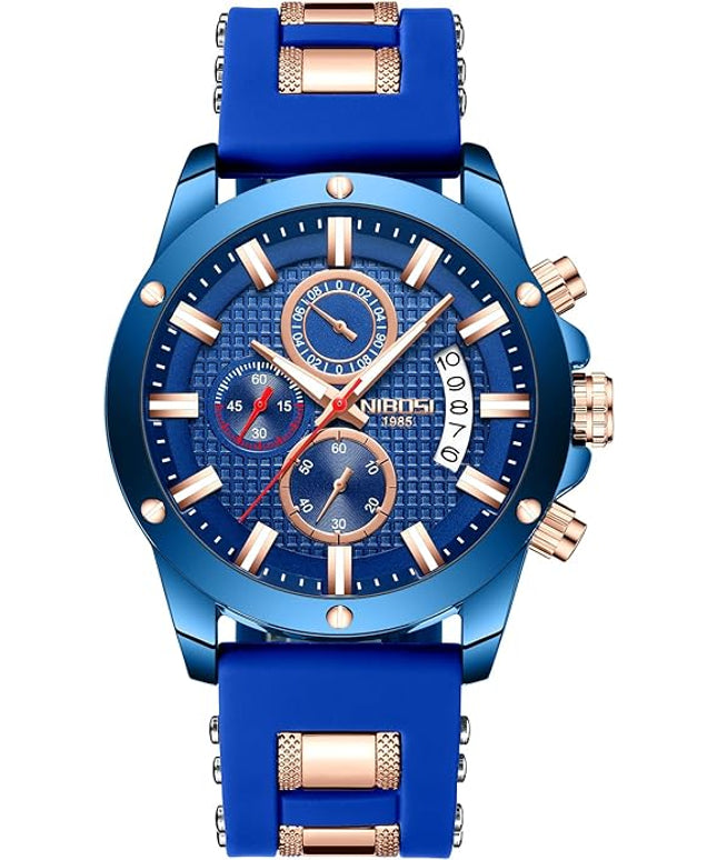 NIBOSI Watches for Men Waterproof Chronograph Mens Watches Analog Quartz Big Face Classic Stylish Fashion Casual Designer Luminous Waterproof Business Work Wrist Watch Elegant Gift for Men