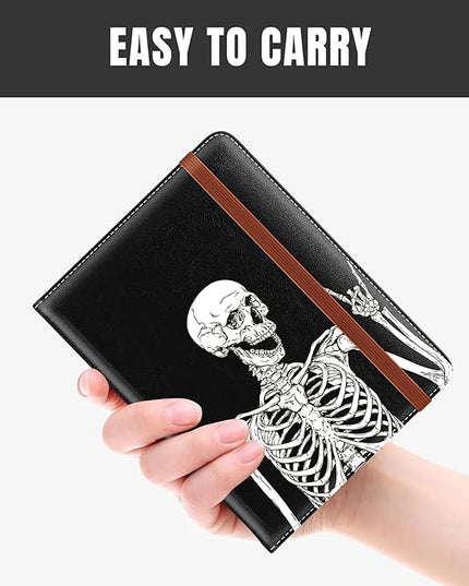 Rimilak Passport Holder, RFID Blocking Passport Cover Wallet Travel Essentials, Leather Travel Documents Organizer Protector for Women and Men, OK Skull
