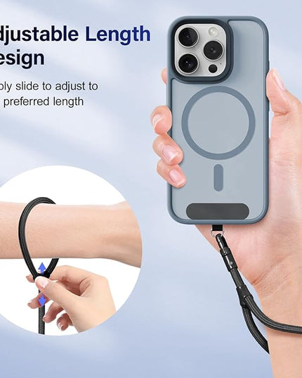 Dadanism Phone Wrist Strap, Universal Adjustable Hand Wrist Strap Lanyard for iPhone 16 and Most Smartphones, Multifunctional Patch Lanyard with Phone Tether Tab for Women and Men, Black