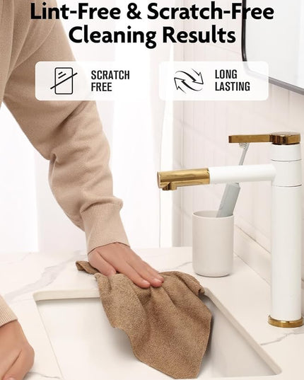 Fantasticlean Microfiber Cleaning Cloth Roll -150 Pack, Tear Away Microfiber Towels, 12" x 12", Reusable, Washable, Ultra Absorbent Dishcloth for All-Around Cleaning Supplies (Tan & Beige)