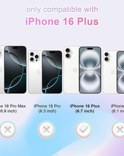 Aesthetic Case for iPhone 16 Plus Case for Women Girls, Compatible with Magsafe, Cute Girly Trendy Glitter Sparkly Rainbow Magnetic Protective Phone Cover, Matte Iridescent Yellow & Orange