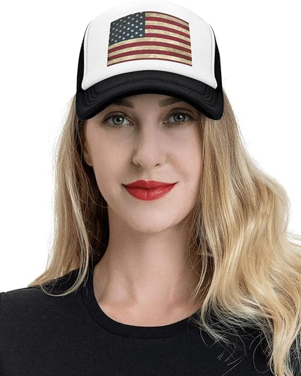 Cute Flag Baseball Cap for Men Women Mesh Trucker Hat Adjustable Patriotic Snapback Baseball Hat for Sports Running