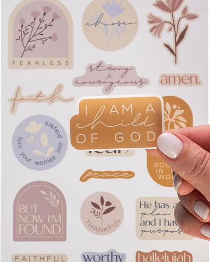 DiverseBee Inspirational Christian Stickers, 88pcs Motivational Jesus Bible Stickers for Water Bottles, Laptops, Waterproof Vinyl Faith Decal Pack, Religious Gifts for Women, Men, Kids (Fearless)