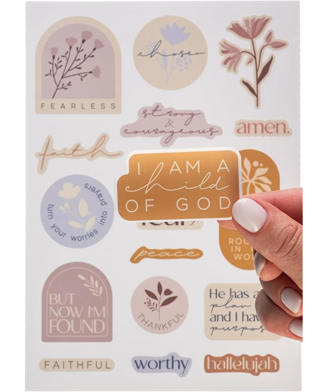 DiverseBee Inspirational Christian Stickers, 88pcs Motivational Jesus Bible Stickers for Water Bottles, Laptops, Waterproof Vinyl Faith Decal Pack, Religious Gifts for Women, Men, Kids (Fearless)