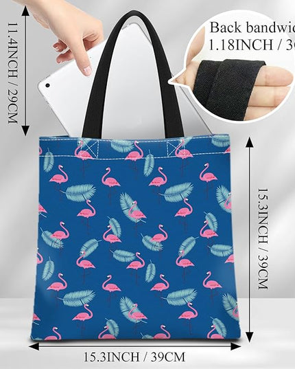 Canvas Tote Bag for Women，Cute Heavy-Duty Shoulder Bag with Zipper Pocket -Travel Tote for Grocery, Gym,Shopping