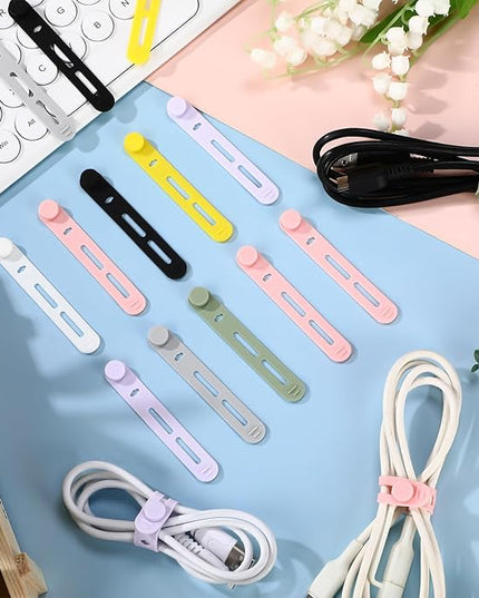 42 Pcs Silicone Cable Ties Reusable Cord Straps Multipurpose Elastic Cable Organizer for Bundling Fastening Earphone Phone Charger Home Office School(Multicolor,3.15 Inch)