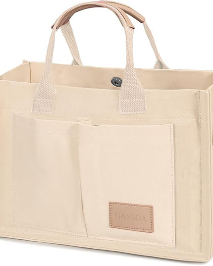 Canvas Tote Bag for Women Crossbody Work Purse with Pockets Top Handle Handbag Satchel Bags for Travel Nurse Teacher