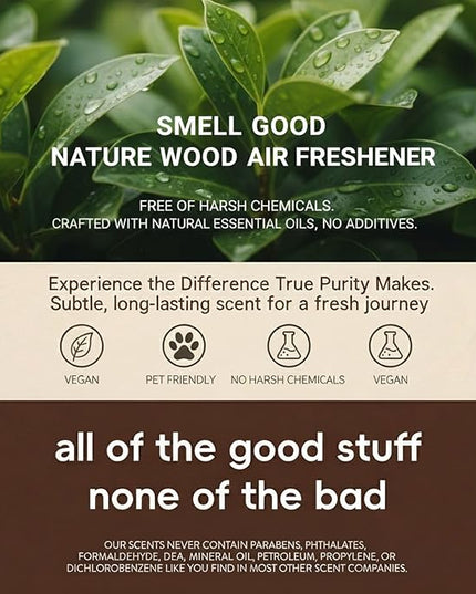 Wood Car Air Freshener - Natural Odor Eliminator & Long Lasting Scent Diffuser for Visor Clip - Car Interior Accessories for All Vehicles (Teak Starter Kit)
