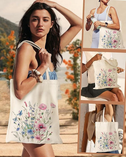 Canvas Tote Bag with Zipper Handles for Women Bridesmaid Birthday Wedding Mother Ladies Shopping Gift Bags