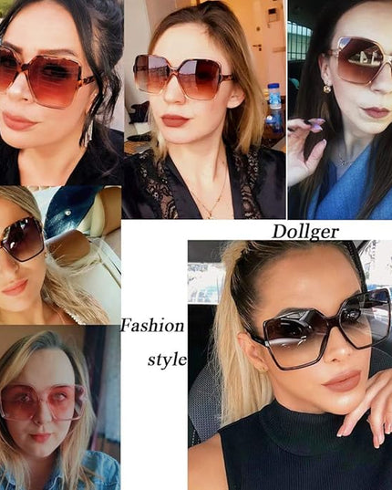 Dollger Oversized Square Sunglasses for Women Big Large Wide Fashion Shades for Men UV Protection Unisex