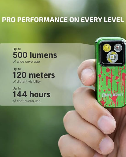 OLIGHT Oclip Pro EDC Flashlight Clip-on Light, Rechargeable 500 Lumens with Three Lighting Solutions Type-C Charging, Magnetic Flash Lights for Signaling, Cycling, Outdoor or Indoor Use(Zombie Green)