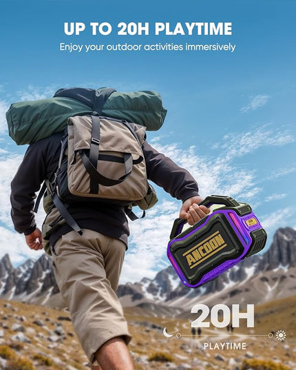 Speakers Bluetooth Wireless: 80W(Peak) Loud Speaker with Bass, 20H Playtime, IPX6 Waterproof, Large Jobsite Speakers for Work, Outdoor, Workshop, Garage, Portable Speaker with TWS (Purple)