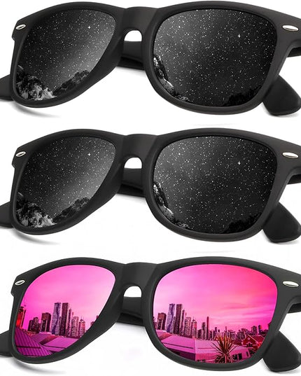 KALIYADI Polarized Sunglasses for Men and Women Matte Finish Sun glasses Color Mirror Lens UV Blocking (3 Pack)