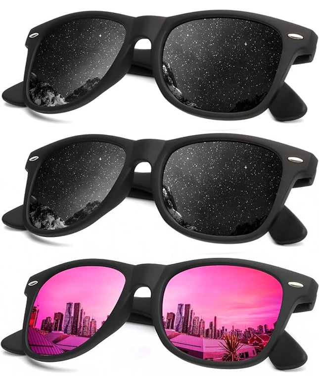 KALIYADI Polarized Sunglasses for Men and Women Matte Finish Sun glasses Color Mirror Lens UV Blocking (3 Pack)