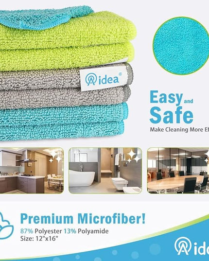 AIDEA Microfiber Cleaning Cloth-8PK, Soft Microfiber Towels for Cars, Absorbent Cleaning Rags, Lint-Free Streak-Free Wash Cloths for House, Kitchen, Window(12in.x16in.) (Pack of 2)