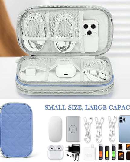 FYY Electronic Organizer, Travel Cable Organizer Bag Pouch Electronic Accessories Carry Case Portable Waterproof Double Layers All-in-One Storage Bag for Cable, Cord, Charger, Phone, Pattern Blue (M)