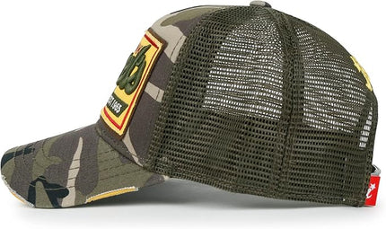 ililily Premium Howels Embroidery Vintage Baseball Cap Distressed Trucker Hat